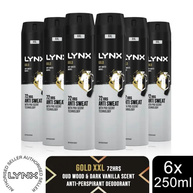 Lynx XXL Gold 72H Schweißschutz Antitranspirant Deodorant 6x250ml