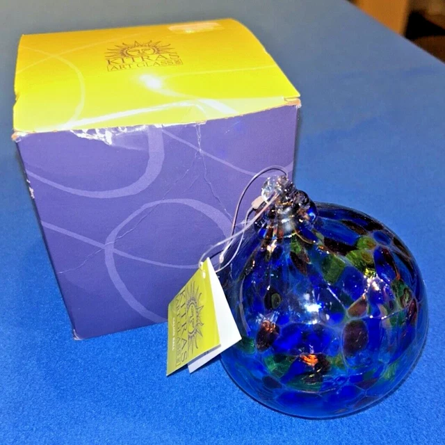 Kitras Art Glass Calico Ball Hand Blown Ornament Glass Window Hanger 2010