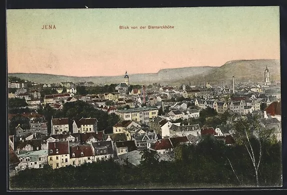 Jena, Blick von der Bismarckhöhe, Ansichtskarte 1907