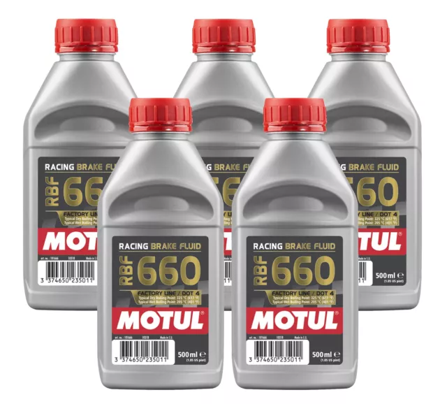 Motul DOT4 RBF 660 FACTORY LINE 2.5L FullySynthetic Racing Brake Fluid 5 x 0.5L