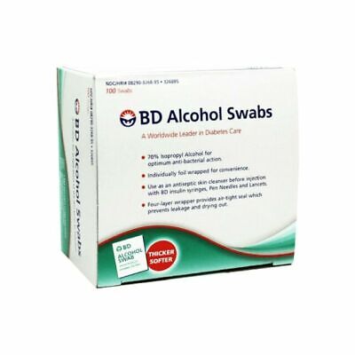 BD Alcohol Swabs, caja de 100 cuentas envuelta individualmente