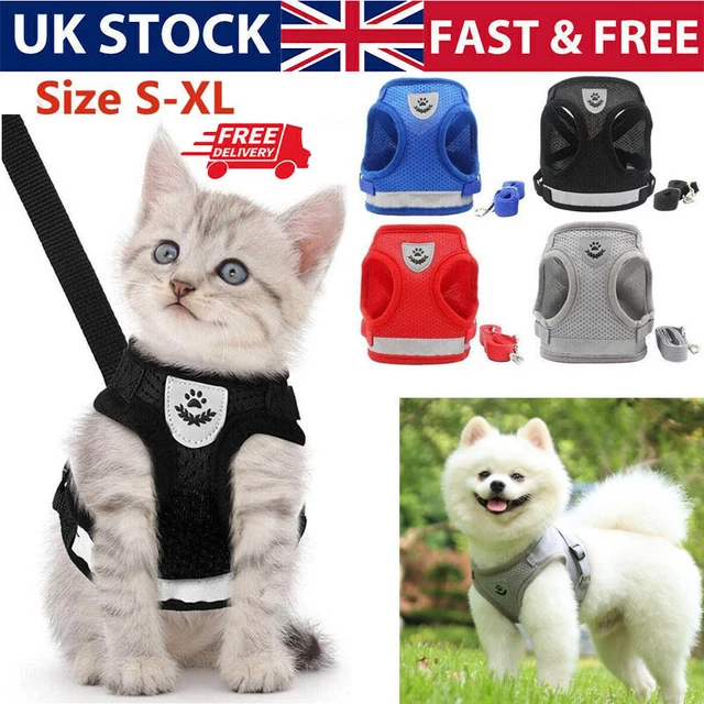 Small Dog Cat Puppy Harness+Lead Leash Pet Mesh Vest Set Reflective Adjustable