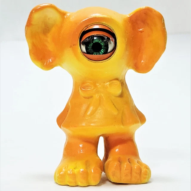 1960s CYCLOPS ALIEN GREEN EYED MONSTER GIRL Arrow Edward Mobley Rubber Toy Doll