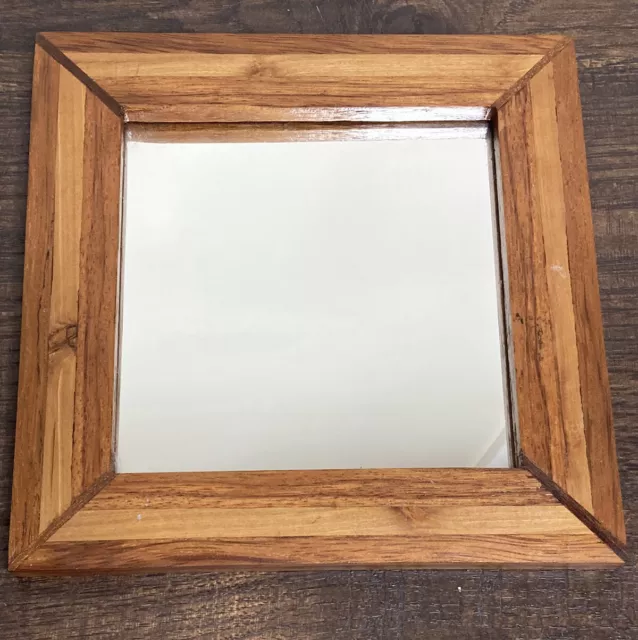 Reclaimed Cedar Distressed Rustic Artisan Handmade Square Wall Mirror Decor 9”