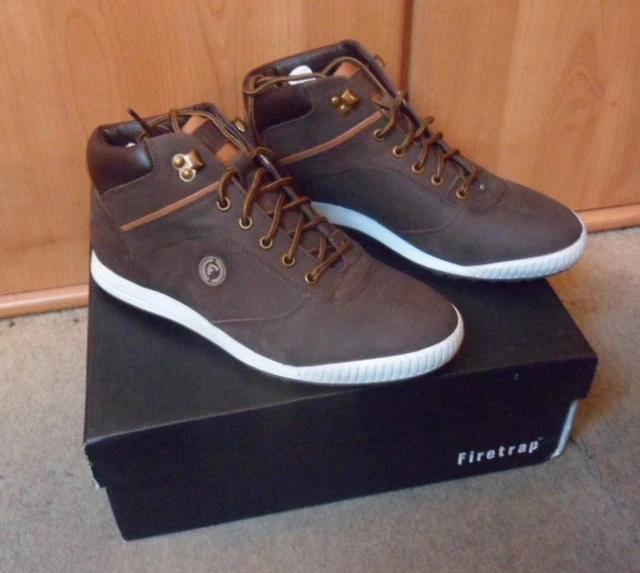 MENS FIRETRAP SUKRA Brown Suede Lace Up Mid Cut Ankle Boots-Uk