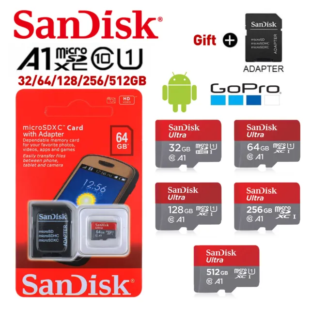 SanDisk Ultra Micro SD Card 32GB 64GB 128GB 256GB 512GB C10 A1 U1 Memory