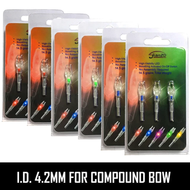 Lot 2 Packs (3Pcs/Pack) Compound Bow LED Lighted Nocks ID 4.2mm