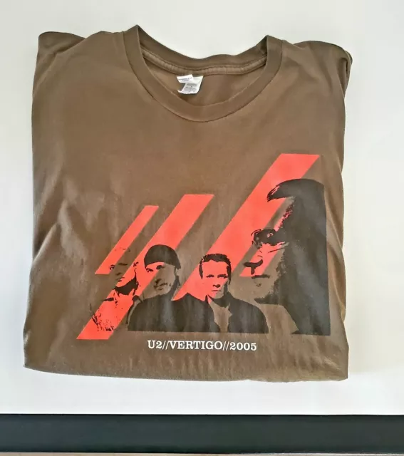 American Apparel U2 Vertigo T-Shirt Men's XL 2005 Concert Tour T shirt Brown