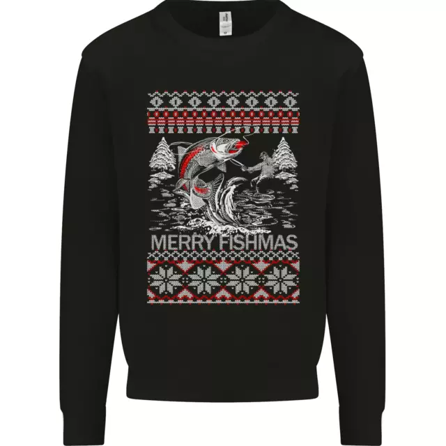 Felpa Maglione Fishing Merry Fishmas Funny Fisherman Natale Bambini