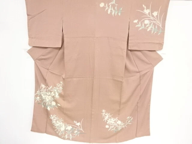 44356# Japanese Kimono / Antique Kimono / Embroidery / Floral Plants