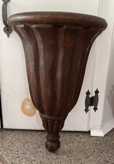 HAND CARVED WOODEN WALL SHELF SCONCE 15" Very Heavy SOLID WOOD 5 1/2 lb