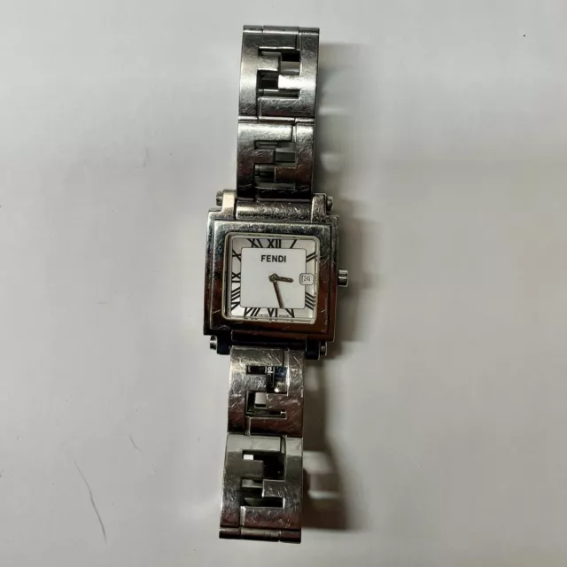 FENDI watch rectangle vintage silver tone rare AS IS untested