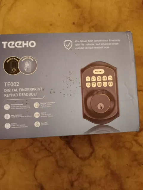 Teeho Digital Fingerprint & Keypad Deadbolt Weatherproof (TE002), NEW W/Open Box