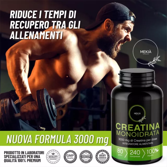 CREATINA MONOIDRATO 100% Pura  Senza Mercurio Glutine Free 240 Compresse