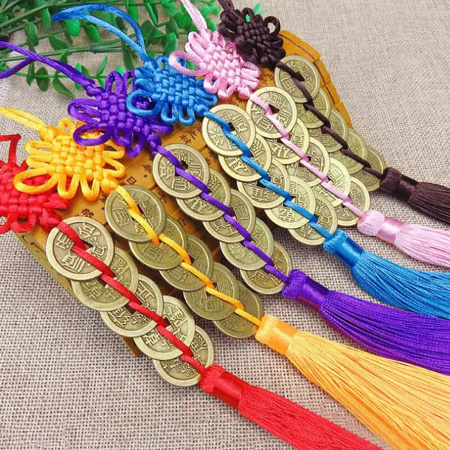 1x Chinese Knot Feng Shui Wealth Success Copper Coins Lucky Charm Home Car _LSYZ
