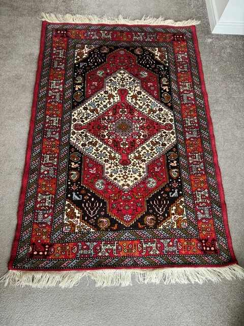 PERSAIN CARPET RUG HAND MADE Oriental Wool Vintage 155cm X  107cm