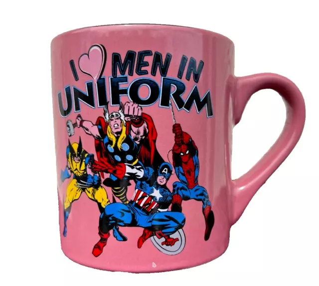 Taza de café de Superhéroes de Marvel Comics I Love Men en uniforme Spiderman Thor 2