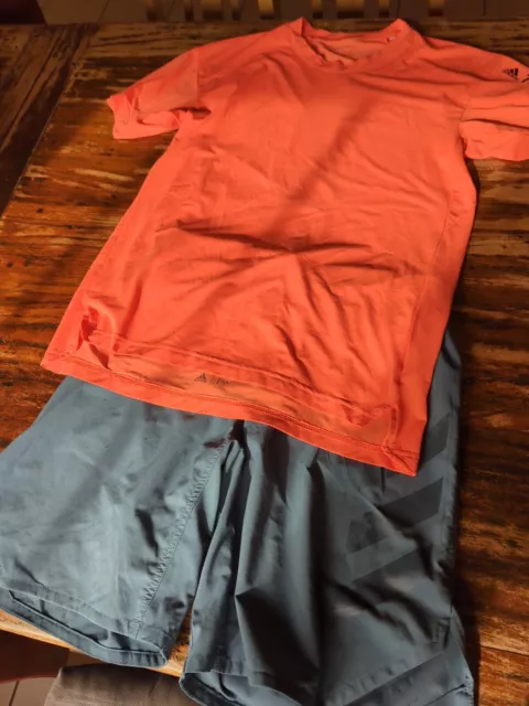 Adidas Terrex Laufset Trailrunning Shirt Orange& 9' Hose Grau Gr. M