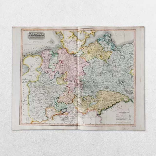 Antique 19Th Century World Atlas Map John Thomson 1814 Germany North Of Mayne
