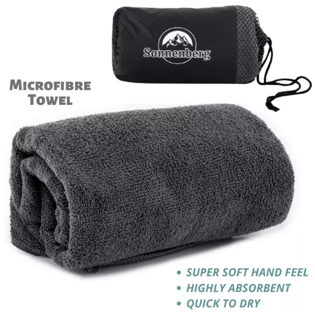 Sonnenberg Bath Towel Microfibre Large Gym Drying Travel Sport Fast Absorbent