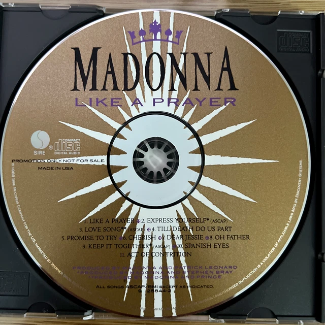 Madonna CD starburst promo Like a Prayer hit Express Yourself and PRINCE collab