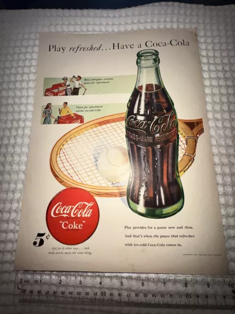 Coca-Cola  (print ad)  “ Play Refreshed ” 10  X  13 Vintage Ad 1948