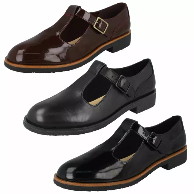 LADIES CLARKS GRIFFIN Mia Black Leather Or Patent Buckle Fastening T Bar Shoes 20.00 PicClick UK