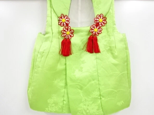 44551# Japanese Kimono / Antique Hifu Coat For Girls / Woven Bucket & Floral