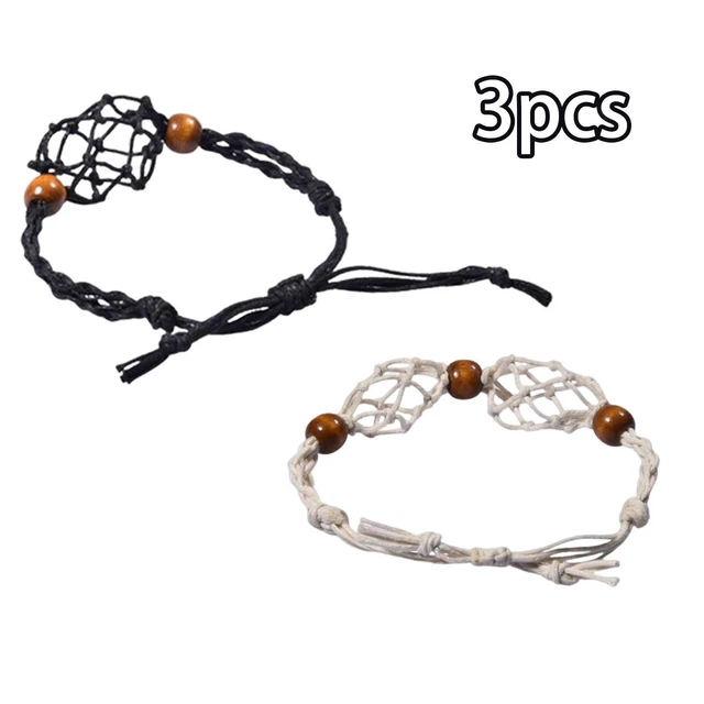 3 Stück leere Steinhalter verstellbare Armbänder Käfig Netzkäfig für