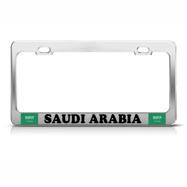 SAUDI ARABIA FLAG Heavy Duty Steel Chrome License Plate Frame Tag Border