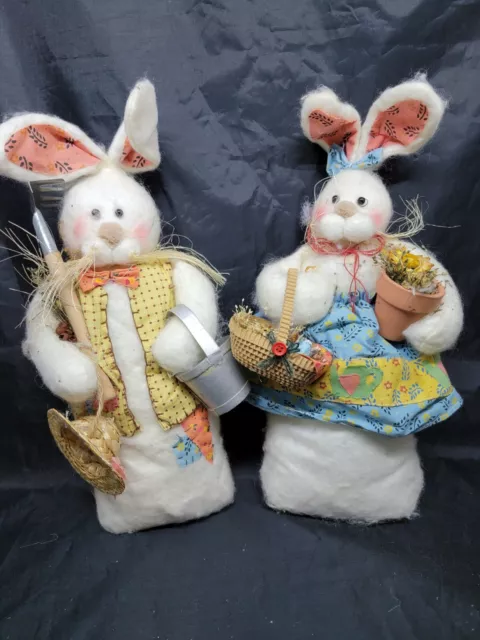 Mr & Mrs Easter Bunny Rabbit Plush Spring Country Bunnies  Weighted Bottom