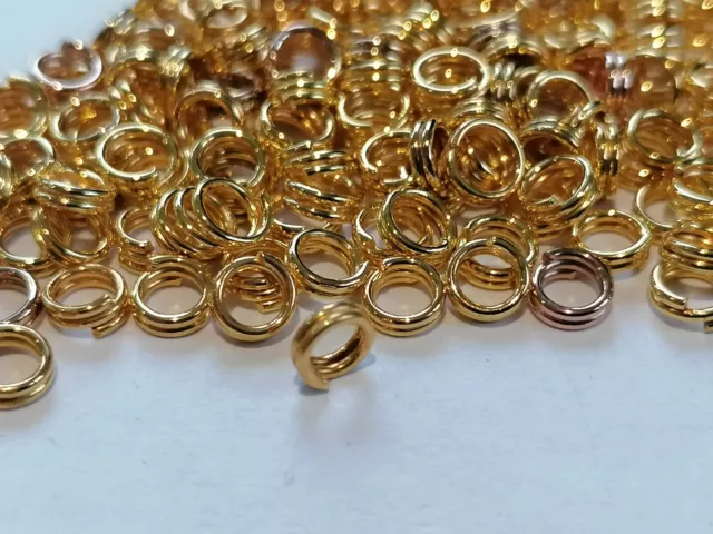 100 Split Rings 5mm Double Open Loops Jump Rings Gold Plated - UK SELLER