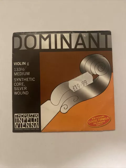 Dominant 1/2 Violin String G 133 1/2 Size Synthetic Core Silver Wound Free Post