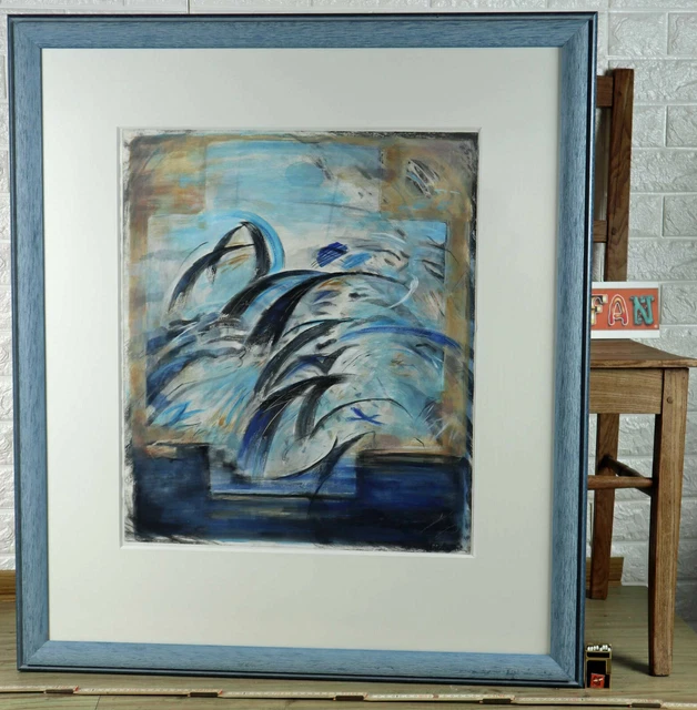 Ilegible Firmado Delarne Delasne Técnica Mixta Pintura Azul Bancos Sammlung