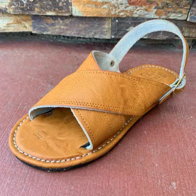 MEN S HUARACHE DE Hombre CRUZADO Acoginado w Buckle Honey Miel