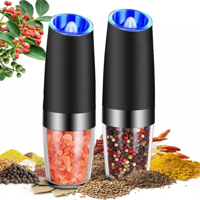 2XElectric Automatic Operation Stainless Steel Gravity Salt Pepper Grinder Mills