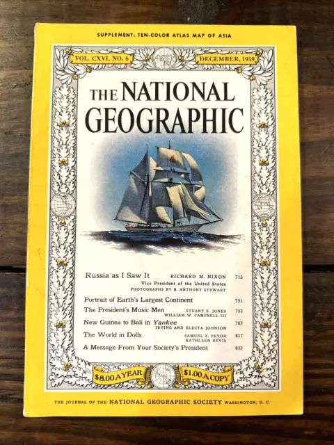 December 1959 National Geographic Magazine Coca Cola Santa Ad No Map