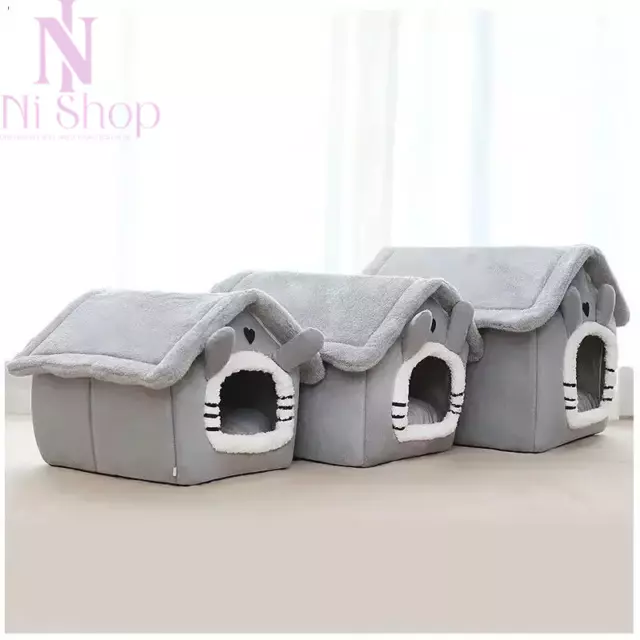 Pet House Indoor Warm Soft For Dog Cat Bed Tent Kennel Removable Cushion Calming
