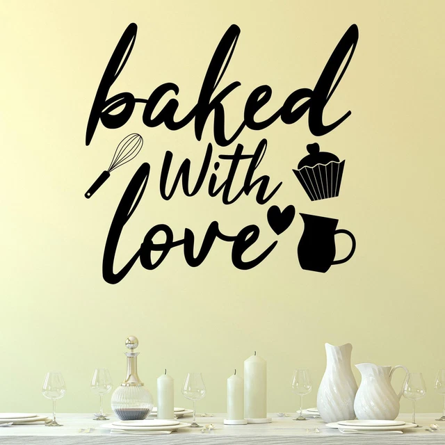 Baked With Love v2 Wall Sticker Decal Quote Kitchen Cooking Baking Home Décor
