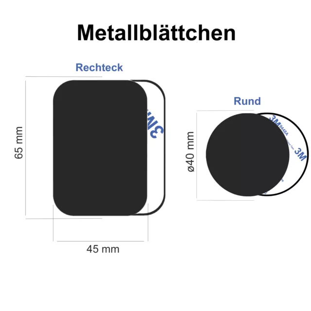 YGKJ 3M Kleber Metallplatte, 4 Stück Metallplättchen Selbstklebend Set für  Magnet kfz Handyhalter fürs Auto Sehr Dünn Metallplatten für Handy und  Tablet (2 Rechteckige und 2 Runden) (Black) : : Elektronik & Foto