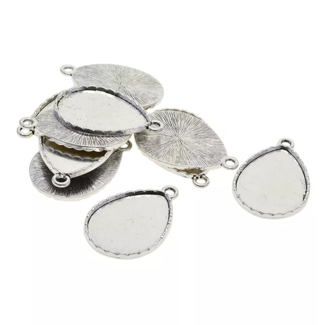 10x Alloy Tibetan Silver, Blank Pendants Tray Settings Frame, Drop, 30x40mm