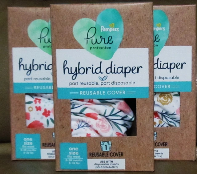 (3)Pampers Pure Protect Hybrid Diaper Reusable Cloth Diaper Covers 0-30 Mth