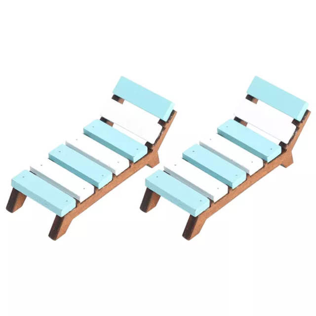 Miniature Wooden Beach Chairs for Dollhouse Decor (2pcs)-RP