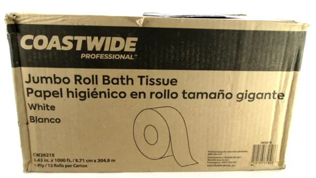 *Lot of 12* Coastwide Professional~ CW26215 ~ Jumbo 2-Ply Bath Tissue ~ 12 Rolls