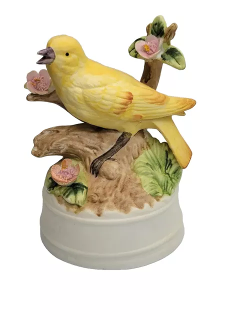 Yellow Finch Bird Figurine Statue By Eda Mann Milano Porcelain 5-1/2" Vintage