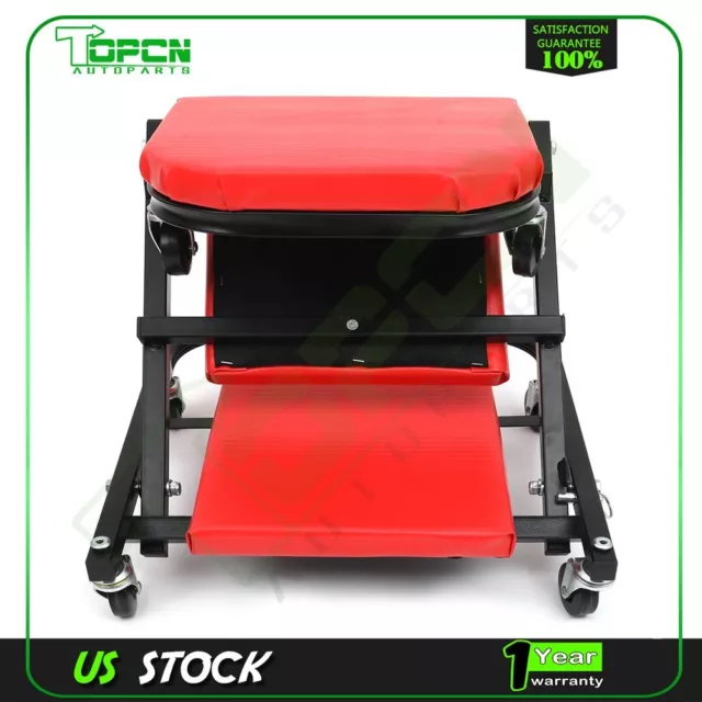 6 Wheel Foldable Mechanics Z Creeper Seat Rolling Chair Garage Work Stool 300Lbs