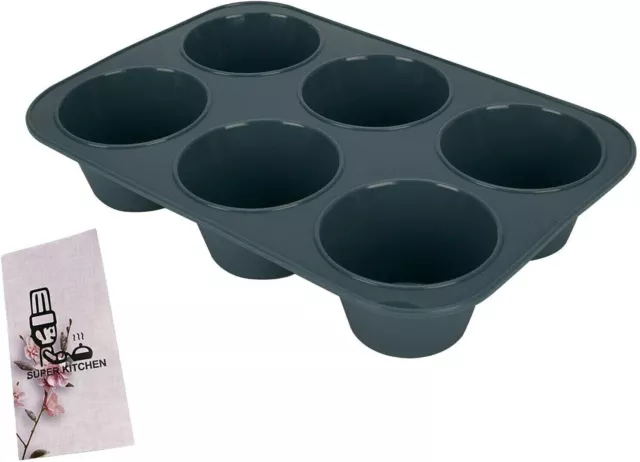 Deep and Jumbo Muffin Tray 6 Cup Large Silicone Muffins-Pan Non Stick-Giant for