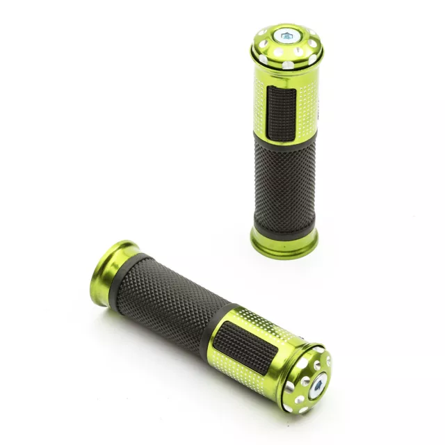 Motorcycle Handlebar Grips 7/8 22mm Green Alloy Rubber Bar End Weight Motorbike