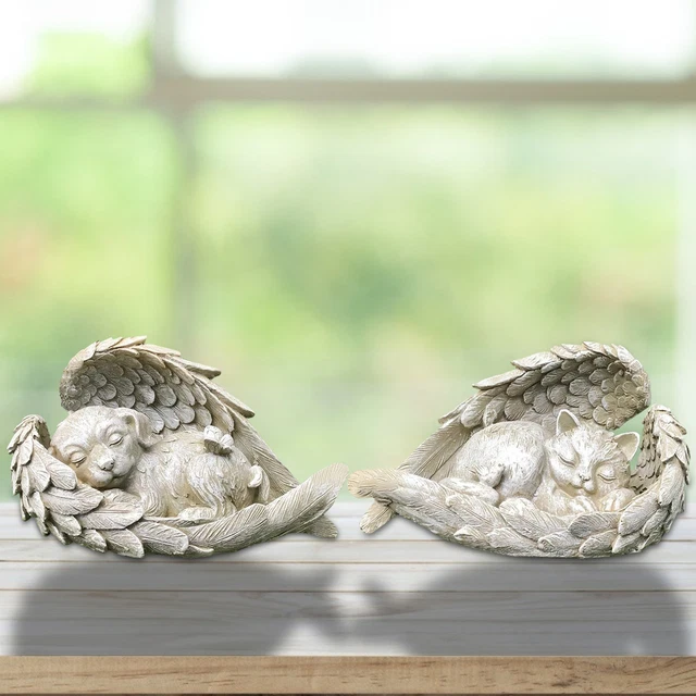 PET MEMORIAL STATUE Angel Dog Cat Wing Figurine Resin Stone Craft