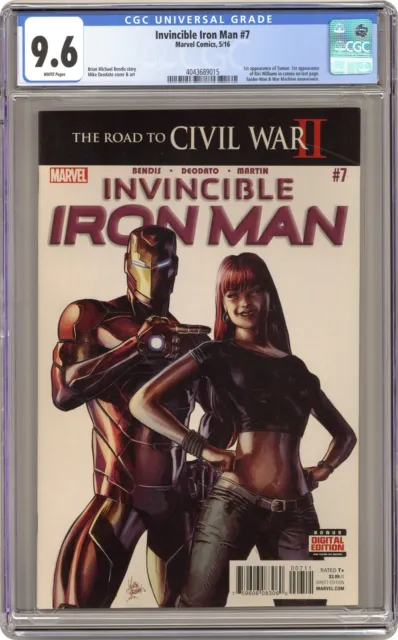 Invincible Iron Man #7A Deodato CGC 9.6 2016 4043689015 1st cameo Riri Williams